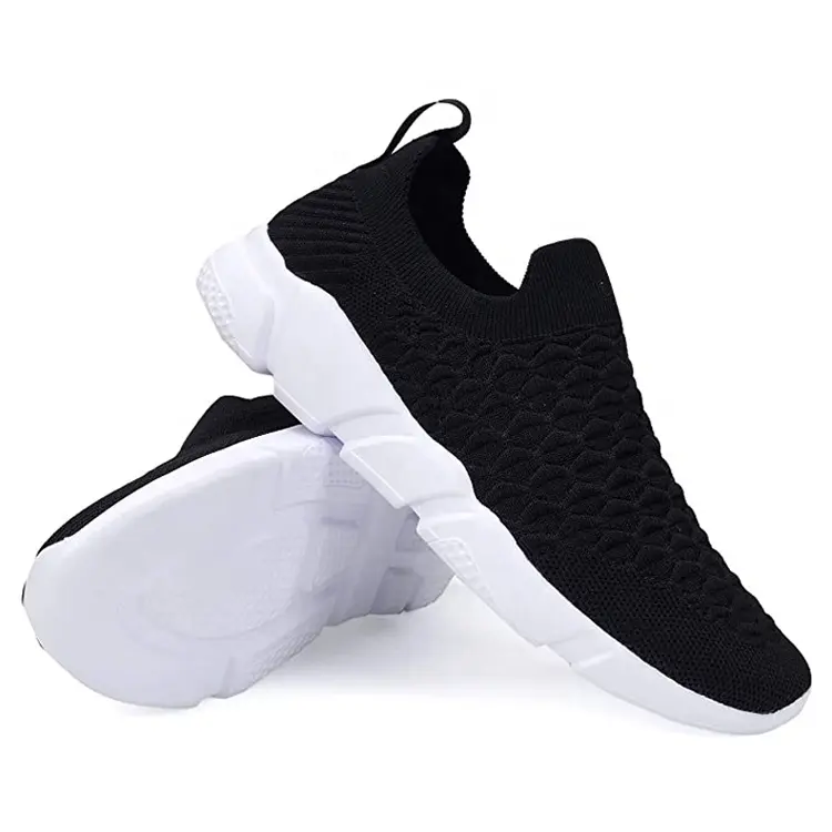 China New Fashion Style Hot Sales Men Women Sneakers Knitted Fabric Lightweight Casual Shoes Men